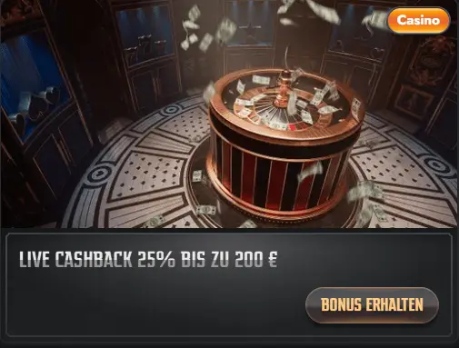 Live cashback bis zu 200 €
